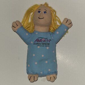Ambien Plush 7" Bean Bag Doll Girl Drug Rep Pharmaceutical Promo READ
